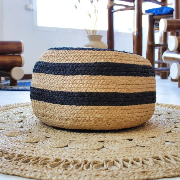 Moyen pouf noir blanc